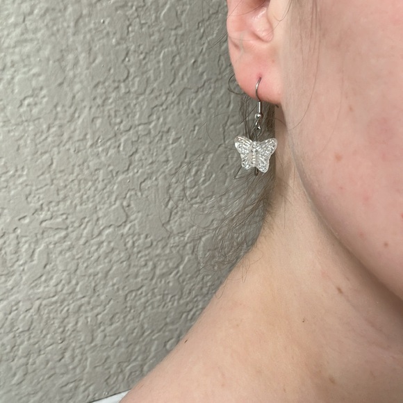 Handmade: Pair of Iridescent Butterfly Earrings - Picture 4 of 5